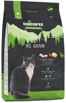 Сухий беззерновий корм Chicopee HNL Cat No Grain для дорослих котів із чутливим травленням 1.5 кг 018128 фото