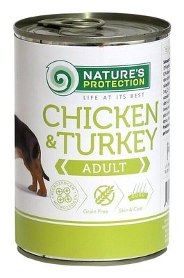 Вологий корм Nature's Protection Adult Chicken & Turkey для дорослих собак всіх порід з куркою та індичкою 400г KIK24630 фото