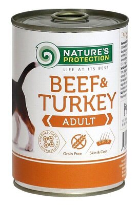 Вологий корм Nature's Protection Adult Beef & Turkey для дорослих собак всіх порід з яловичиною та індичкою 400г KIK45097 фото