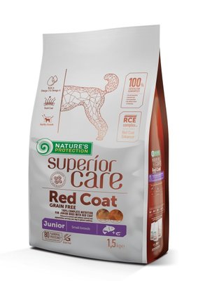 Сухий корм Nature‘s Protection Superior Care Red Coat Grain Free Junior Mini Breeds для юніорів з рудим забарвленням шерсті, для малих порід 1,5 кг NPSC47228 фото