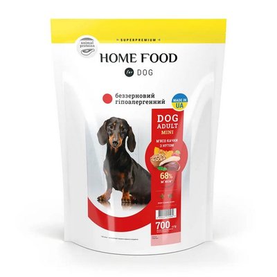 Сухий корм Home Food Mini Adult Dog для дорослих собак малих порід з м'ясо качки з нутом 700 г hf1037007 фото